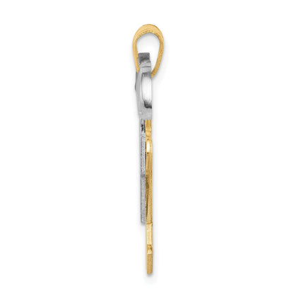 14K Bicolor Gold großer Doppel-Jungen-Charm zum Gravieren