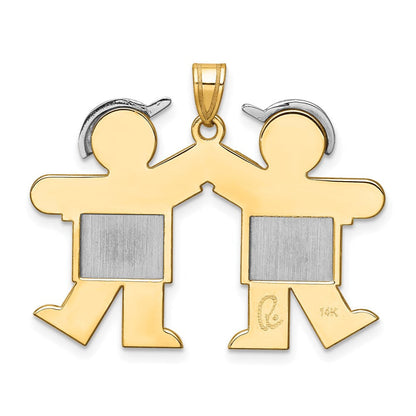 14K Bicolor Gold großer Doppel-Jungen-Charm zum Gravieren