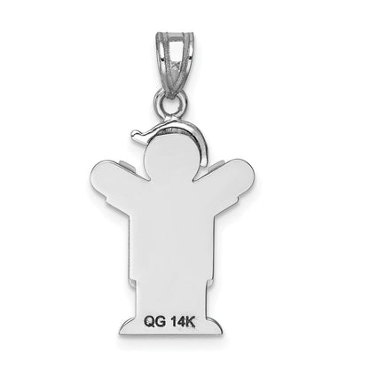 14K Weißgold Kleiner Junge mit Hut auf der linken Seite Gravierbarer Charm