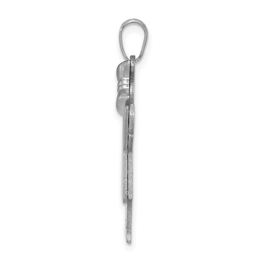 14K Weißgold Charm „Mädchen mit Schleife rechts", mittelgroß, gravierbar