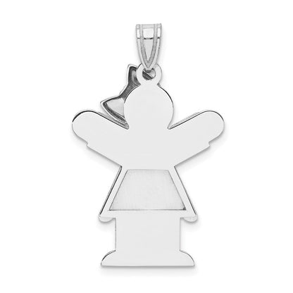 14K Weißgold Charm „Mädchen mit Schleife rechts", mittelgroß, gravierbar