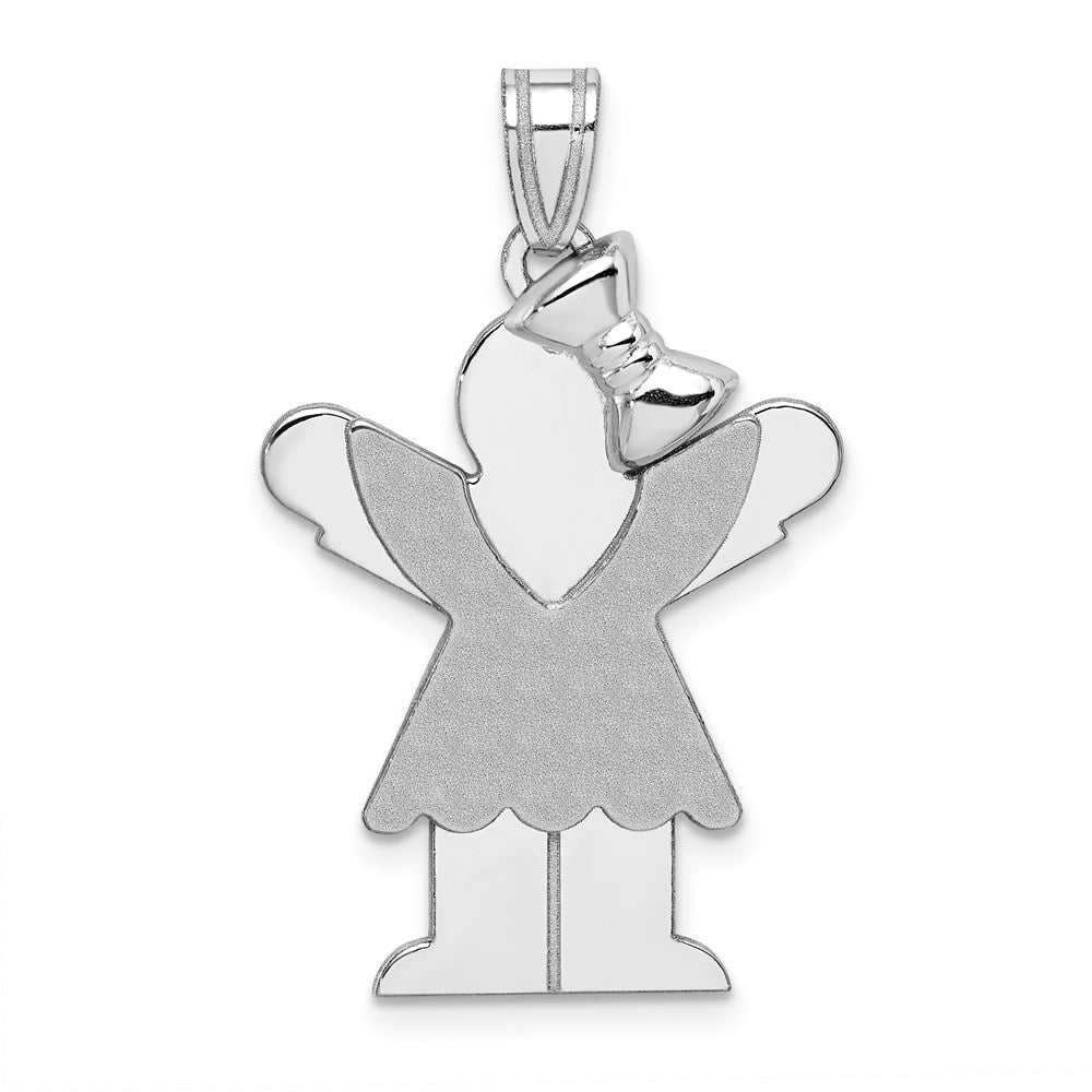 14K Weißgold Charm „Mädchen mit Schleife rechts", mittelgroß, gravierbar