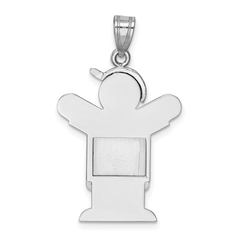 14K Weißgold Junge mit Hut mittelgroßer gravierbarer Charm (links tragbar)