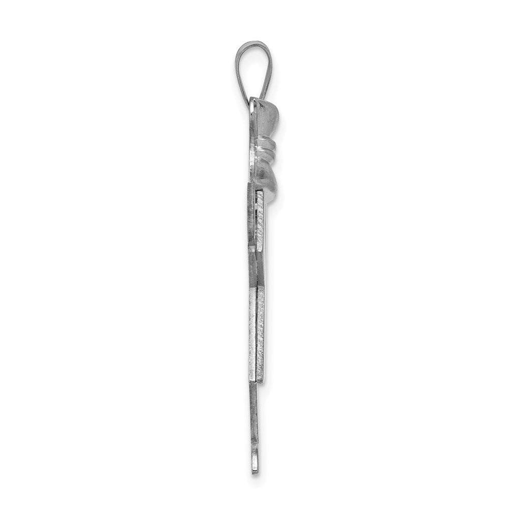 14K Weißgold Großer Gravierbarer Charm „Mädchen mit Schleife" Links