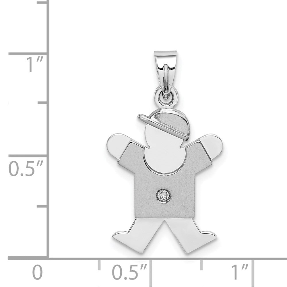 14K Weißgold Diamant Kinder-Anhänger