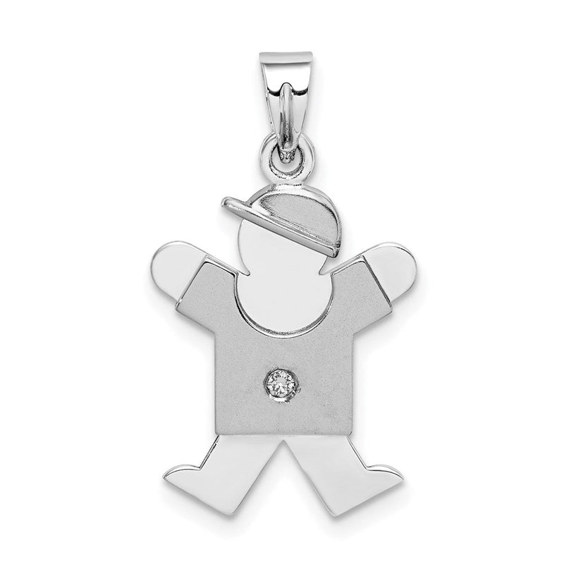 14K Weißgold Diamant Kinder-Anhänger