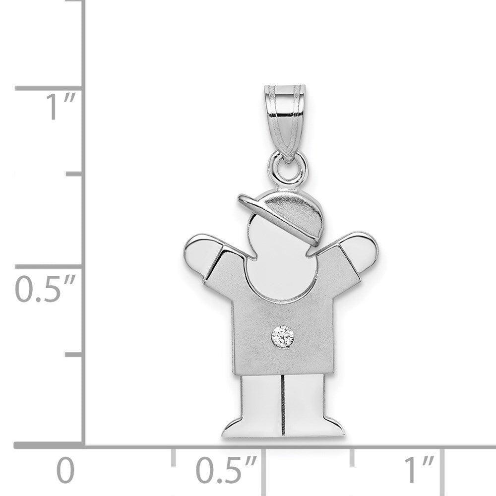 14K Weißgold Diamant Kinder-Anhänger