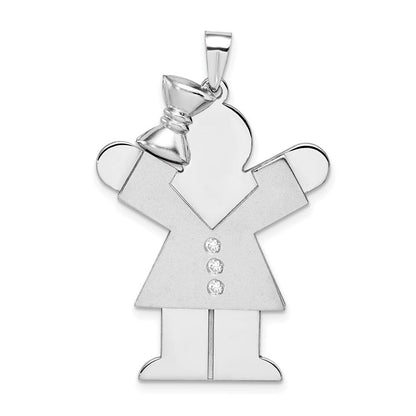 14K Weißgold Diamant-Kinderanhänger