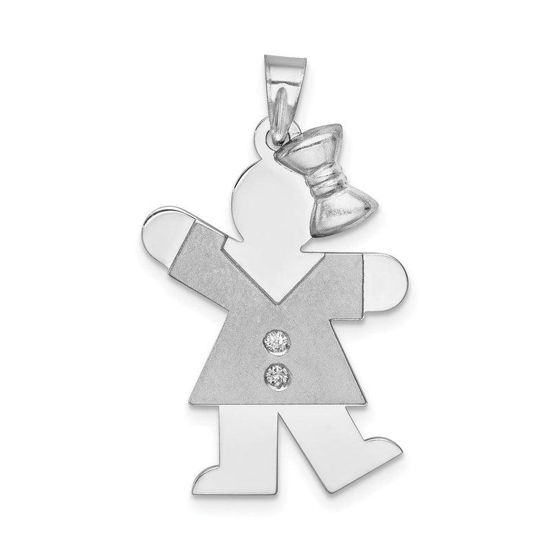 14K Weißgold AA-Diamant-Kinderanhänger