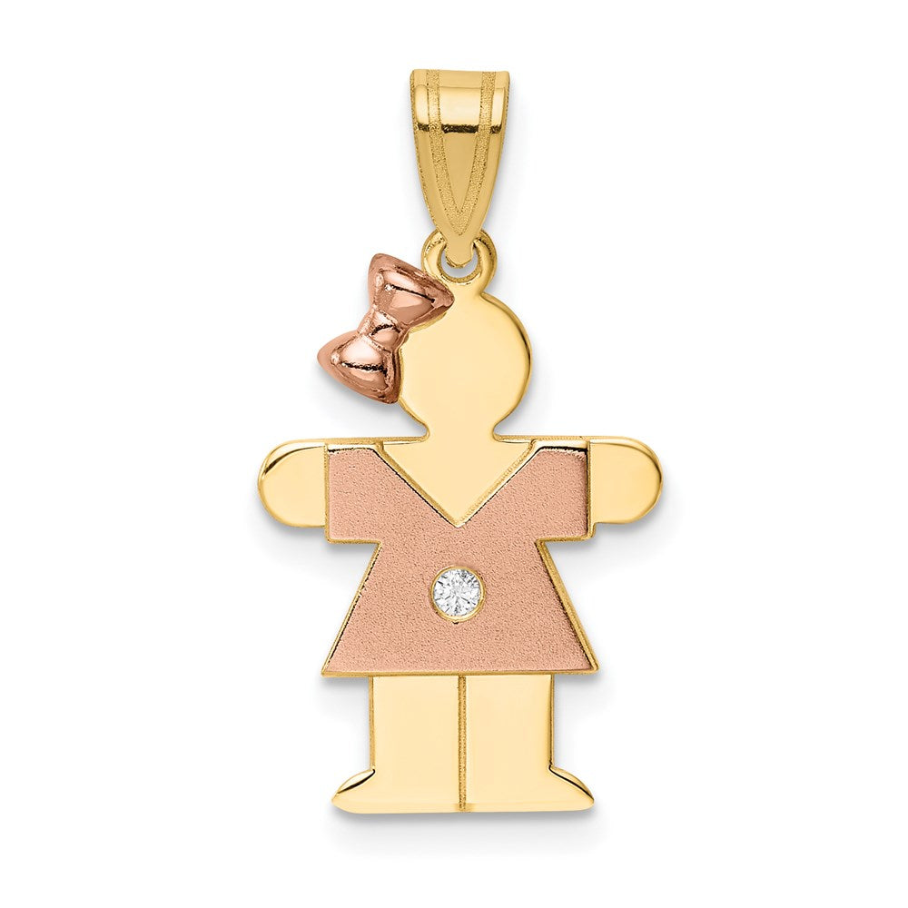 14K Bicolor Diamant-Anhänger für Kinder AA