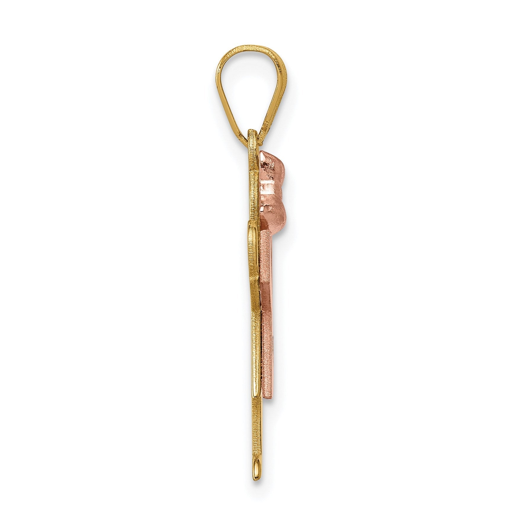 14K Bicolor Anhänger für Kinder mit natürlichem Diamant (0,015 ct, Farbe G-I, Reinheit SI2/SI3)