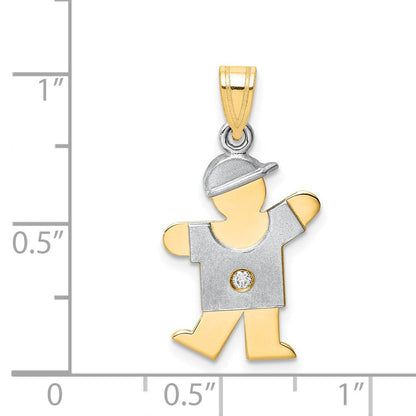 14K Bicolor Diamant-Anhänger für Kinder AA