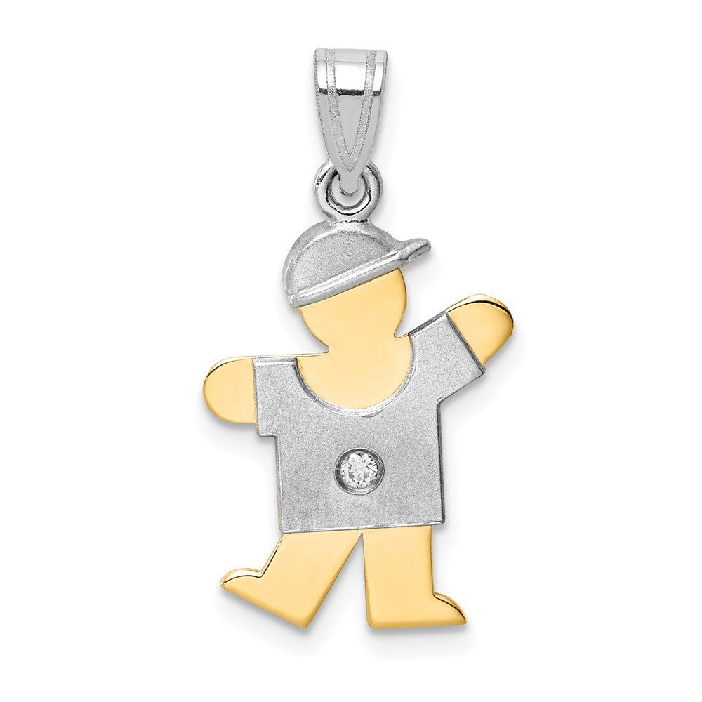 14K Bicolor Diamant-Anhänger für Kinder AA