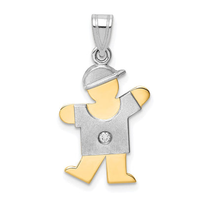 14K Bicolor Diamant-Anhänger für Kinder AA