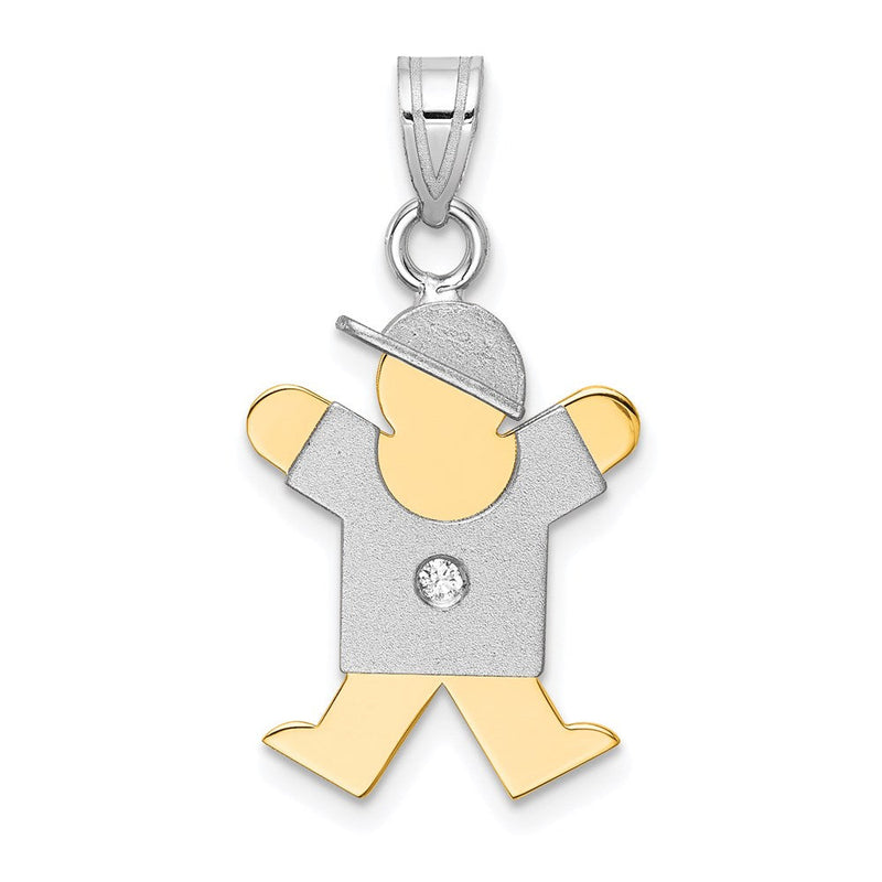 14K Bicolor Diamant-Anhänger für Kinder AA