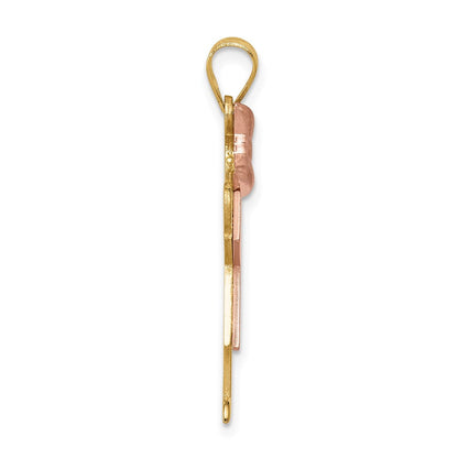 14K Bicolor Gold AA Diamant Kinder-Anhänger