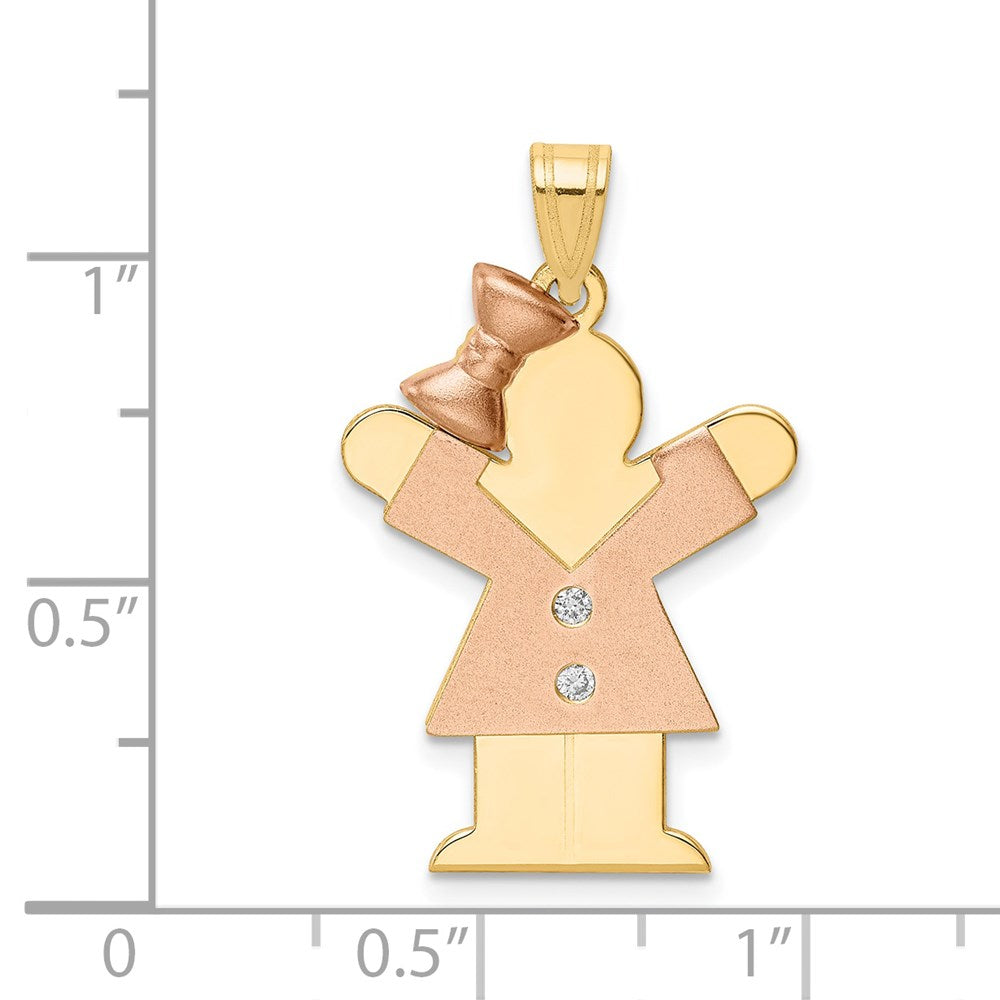 14K Bicolor Gold AA Diamant Kinder-Anhänger
