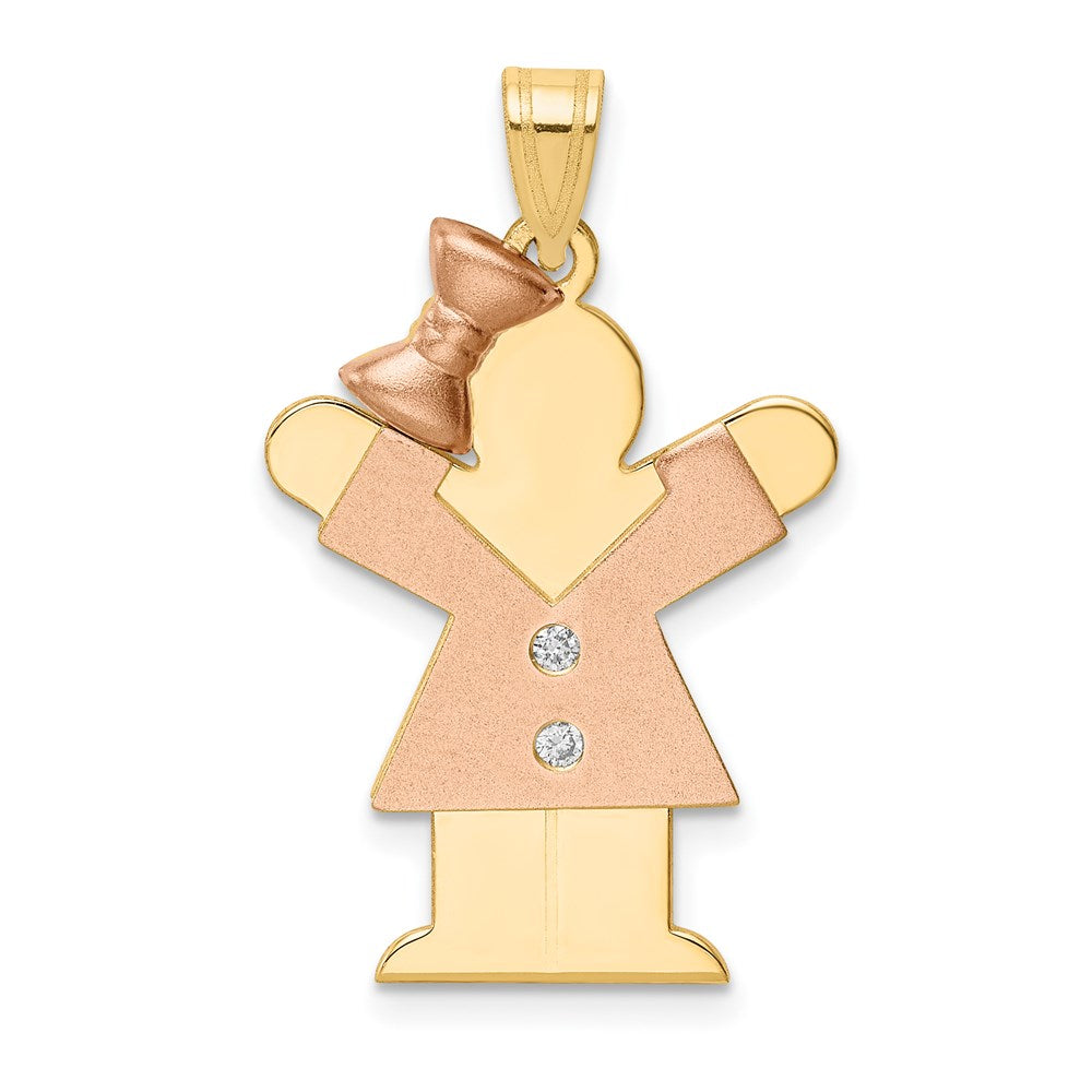 14K Bicolor Gold AA Diamant Kinder-Anhänger
