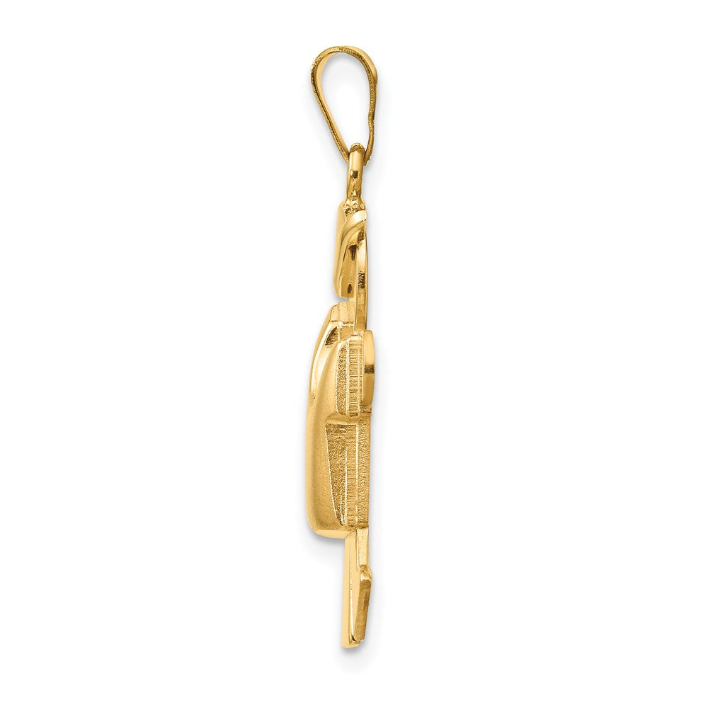 14K Gelbgold Gepolsterter Junge mit Hut auf der linken Seite Gravierbarer Charm