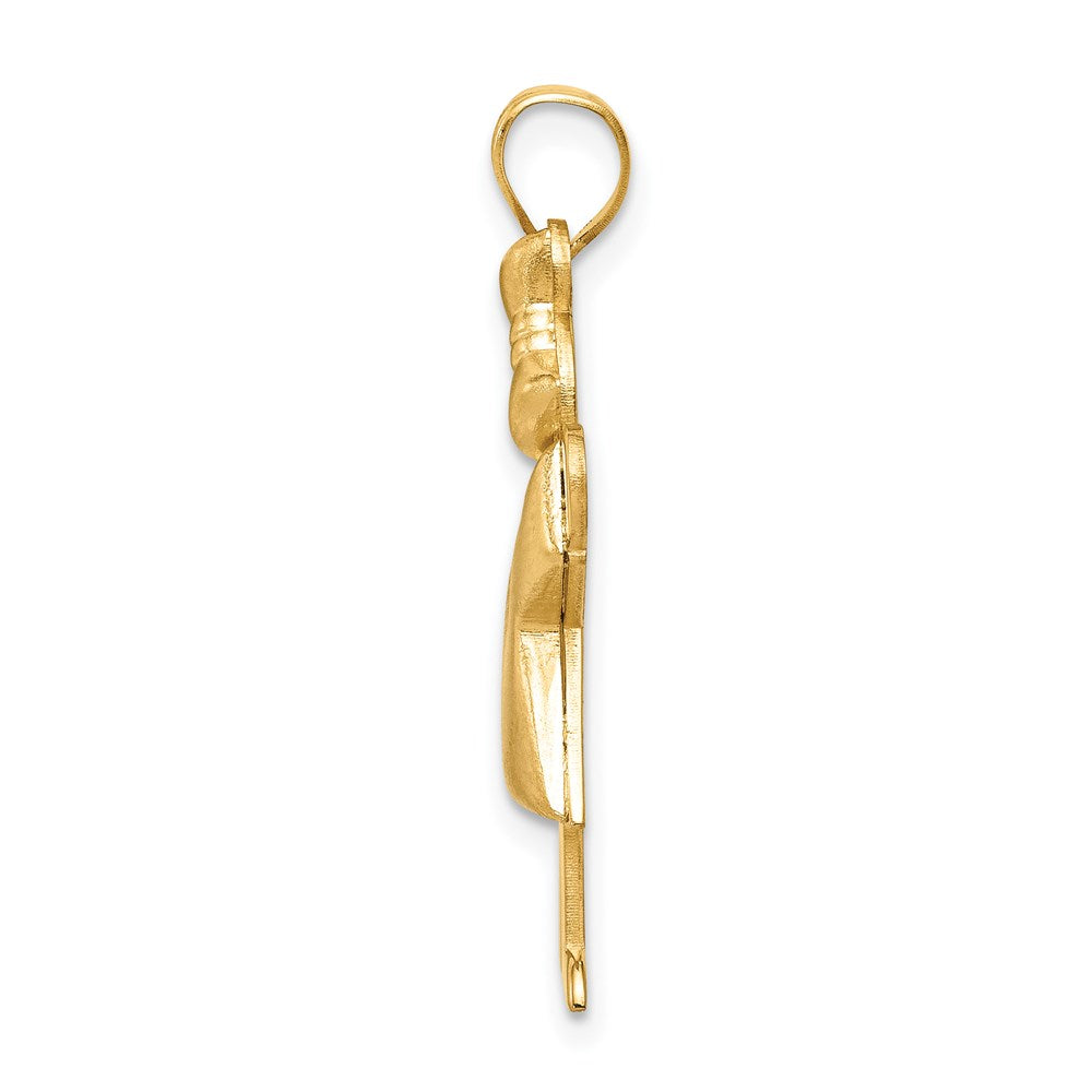 14K Gelbgold Gewölbter Mädchen-Charm mit Schleife Rechts, Gravierbar