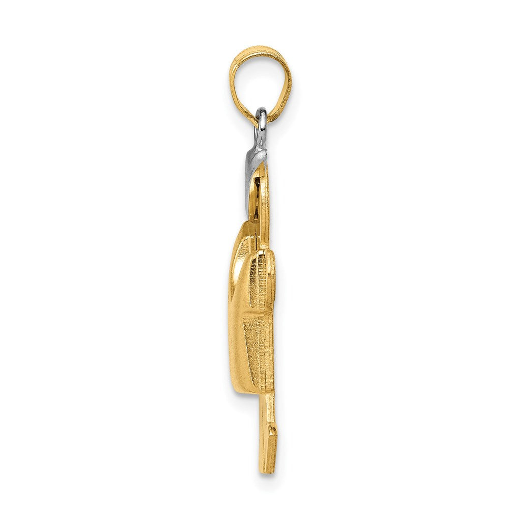 14K Zweifarbiges Gold Gewölbter Junge mit Hut nach links Gravierbarer Charm