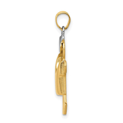14K Zweifarbiges Gold Gewölbter Junge mit Hut nach links Gravierbarer Charm