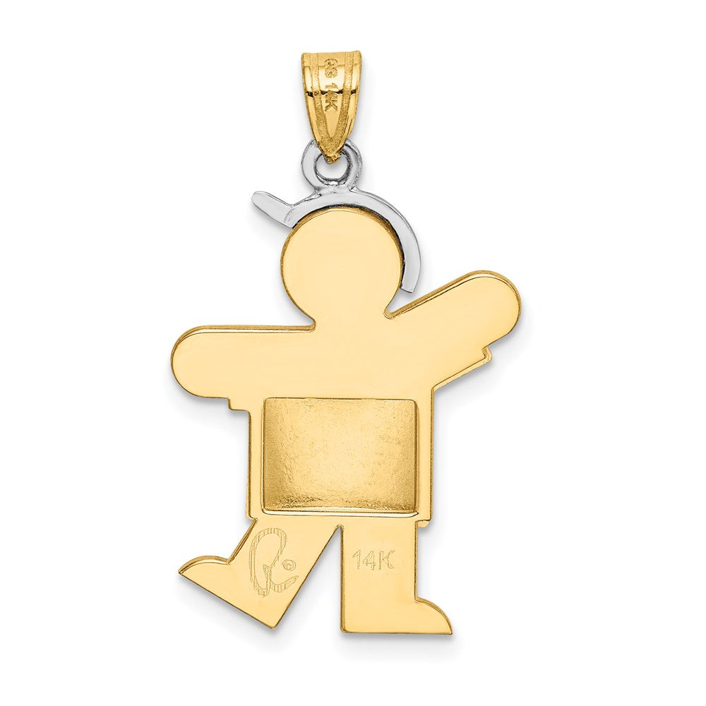 14K Zweifarbiges Gold Gewölbter Junge mit Hut nach links Gravierbarer Charm