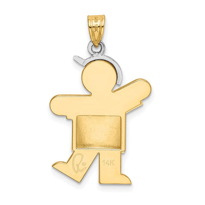 14K Zweifarbiges Gold Gewölbter Junge mit Hut nach links Gravierbarer Charm