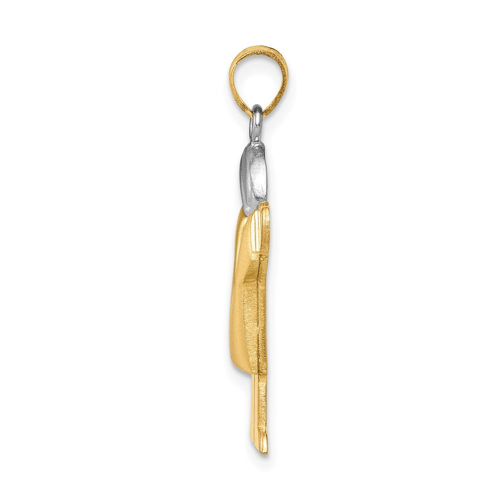 14K Bicolorgold Gewölbter Junge mit Hut nach rechts, gravierbarer Charm