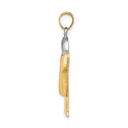 14K Bicolorgold Gewölbter Junge mit Hut nach rechts, gravierbarer Charm