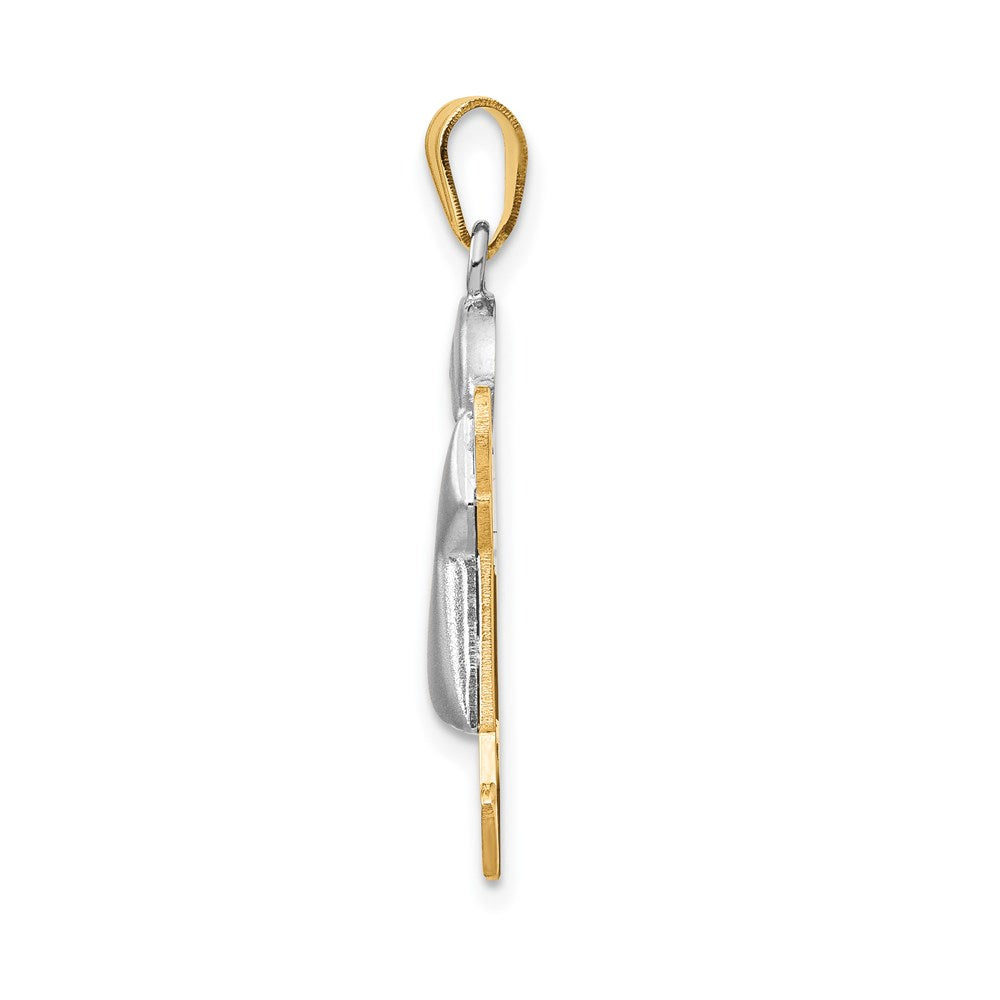 14K Bicolor Gold gewölbter Junge mit Hut nach rechts, gravierbarer Charm
