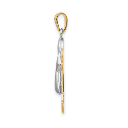 14K Bicolor Gold gewölbter Junge mit Hut nach rechts, gravierbarer Charm