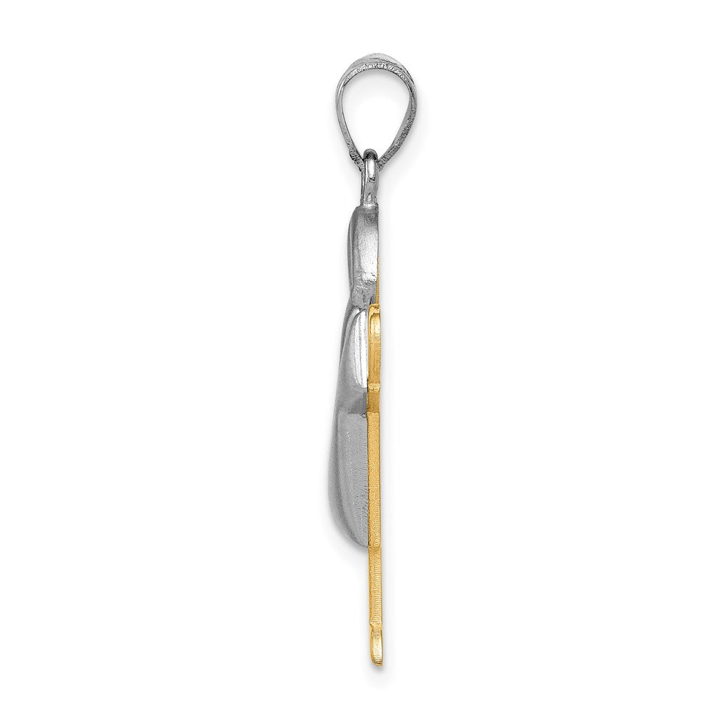 14 Karat Bicolor Gold Gravierbarer Charm „Aufgeblasener Junge mit Hut nach rechts