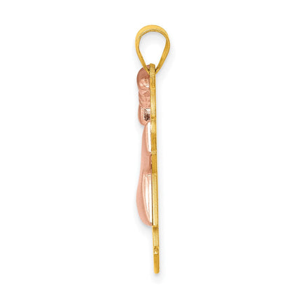 14K Bicolorgold Charm „Gewölbtes Mädchen mit Schleife links", gravierbar