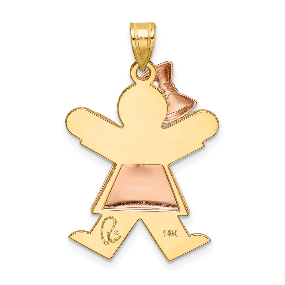 14K Bicolorgold Charm „Gewölbtes Mädchen mit Schleife links", gravierbar