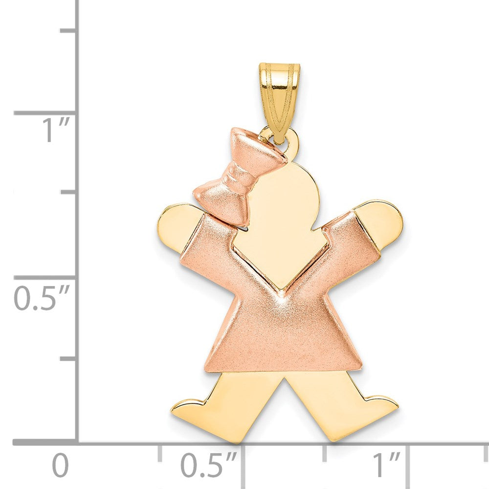 14K Bicolorgold Charm „Gewölbtes Mädchen mit Schleife links", gravierbar