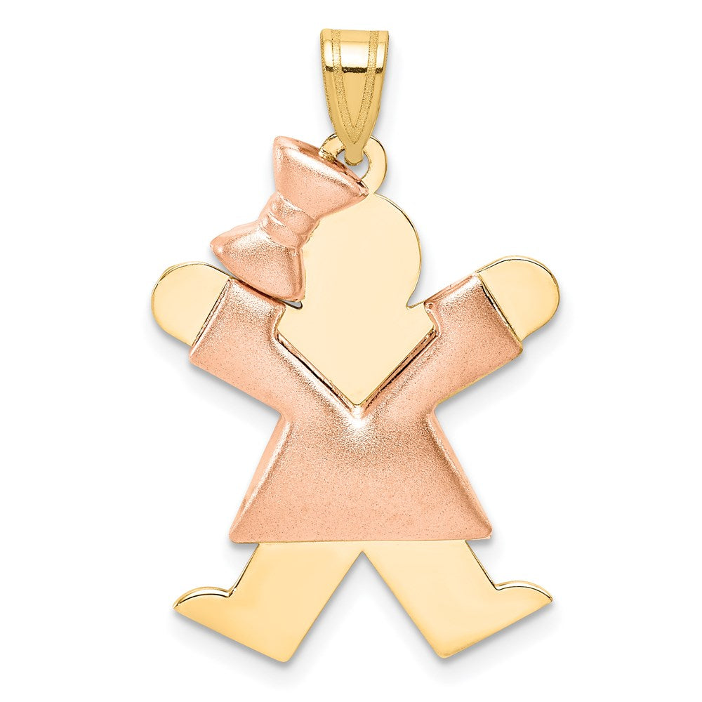 14K Bicolorgold Charm „Gewölbtes Mädchen mit Schleife links", gravierbar