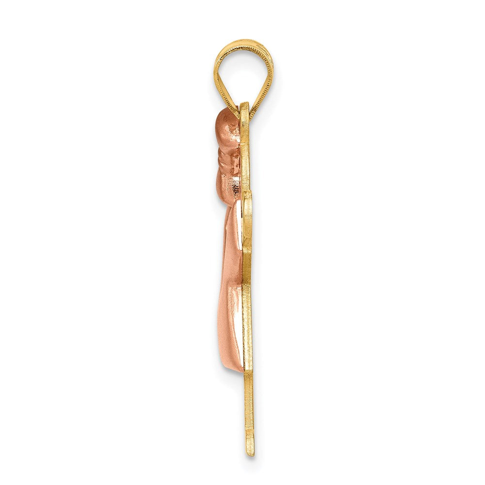 14K Bicolor-Gold geprägter Anhänger "Mädchen mit Schleife links" gravierbar