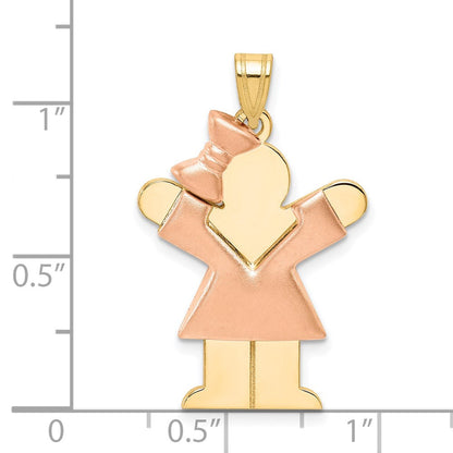 14K Bicolor-Gold geprägter Anhänger "Mädchen mit Schleife links" gravierbar