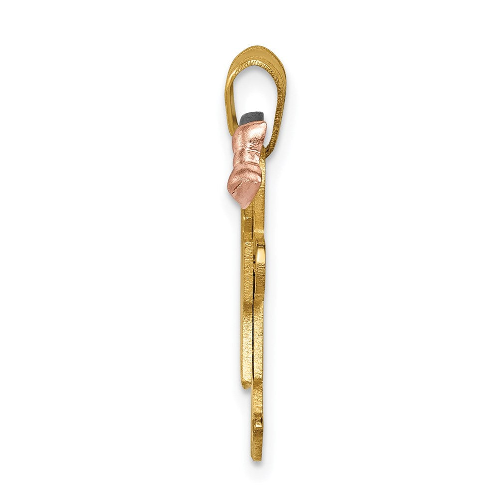 14K Dreifarbgold Charm mit kleinem Jungen links und Mädchen rechts, gravierbar