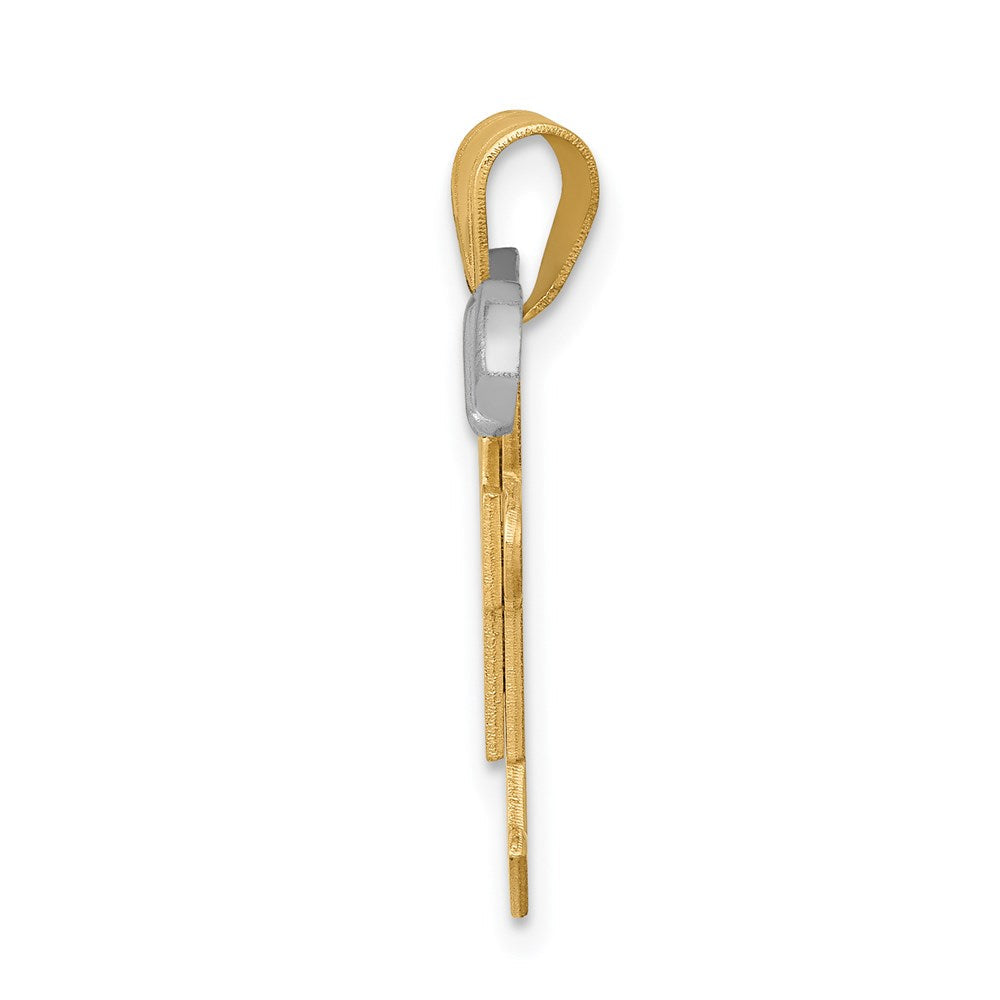 14K Bicolor-Gold Kleiner Doppel-Charm für Jungen, gravierbar