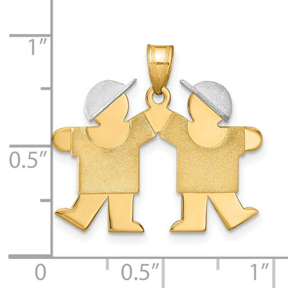 14K Bicolor-Gold Kleiner Doppel-Charm für Jungen, gravierbar