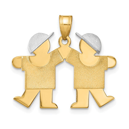 14K Bicolor-Gold Kleiner Doppel-Charm für Jungen, gravierbar