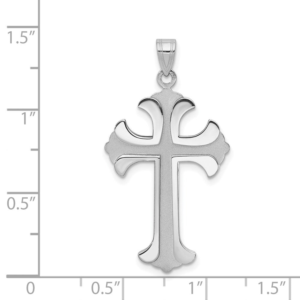 14-Karat-Weißgold-Kreuzanhänger mit Fleur-de-Lis-Motiv