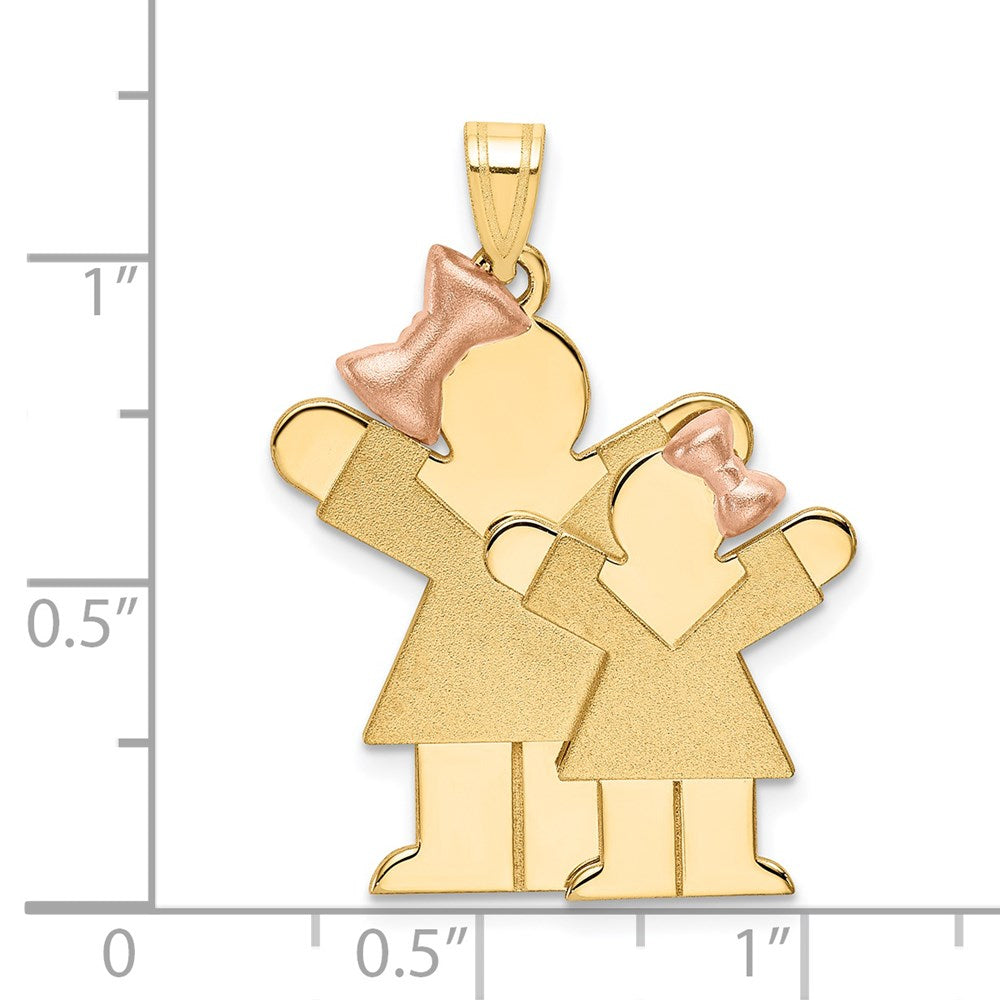 14k Bicolor-Gold Bicolor-Gold "Big Girl and Little Girl" gravierbarer Charm