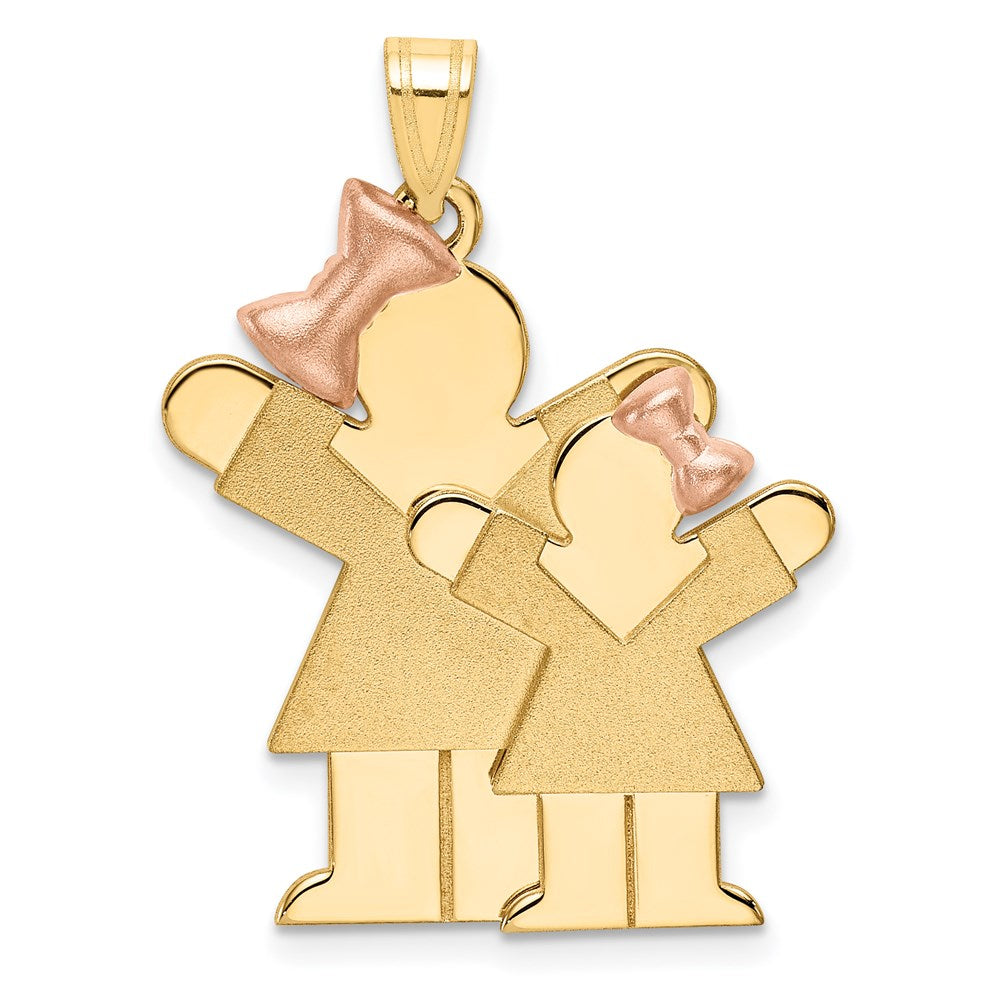 14k Bicolor-Gold Bicolor-Gold "Big Girl and Little Girl" gravierbarer Charm