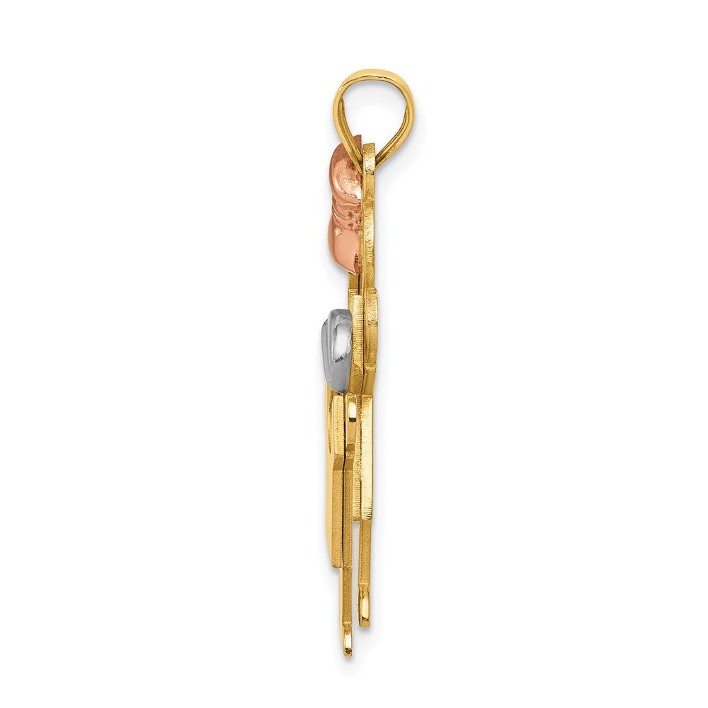 14K Tricolor Gold Große-Schwester-und-kleiner-Bruder-Gravurcharm