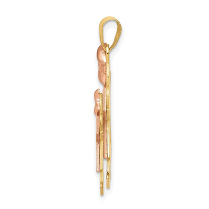 14k Bicolor-Gold Bicolor-Gold "Große Schwester und kleine Schwester" gravierbarer Charm