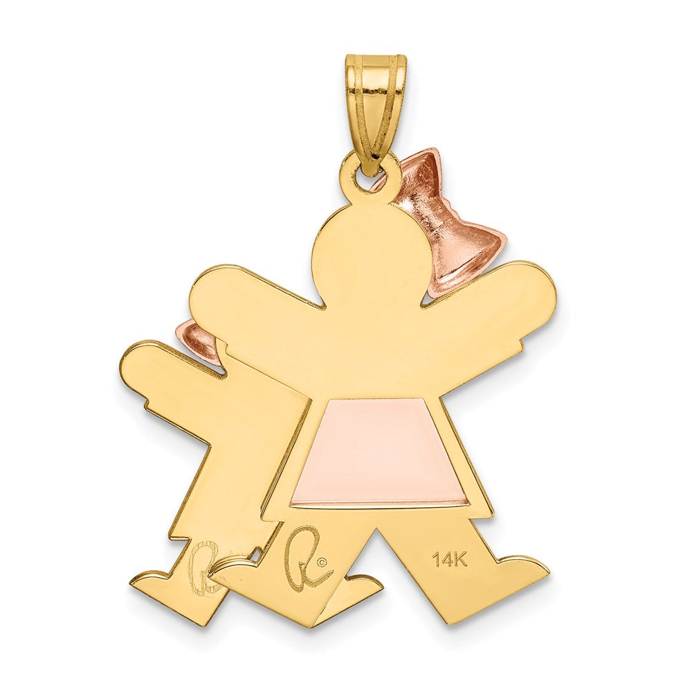 14k Bicolor-Gold Bicolor-Gold "Große Schwester und kleine Schwester" gravierbarer Charm