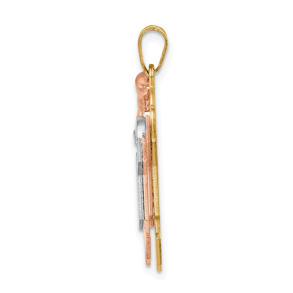 14K Tricolor-Gold Charm „Große Schwester und kleiner Bruder“ zum Gravieren